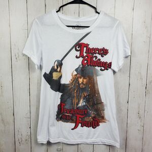 Pirates Of The Caribbean Shirt Johnny Depp  White Top Ladies Cut Size XL NWT